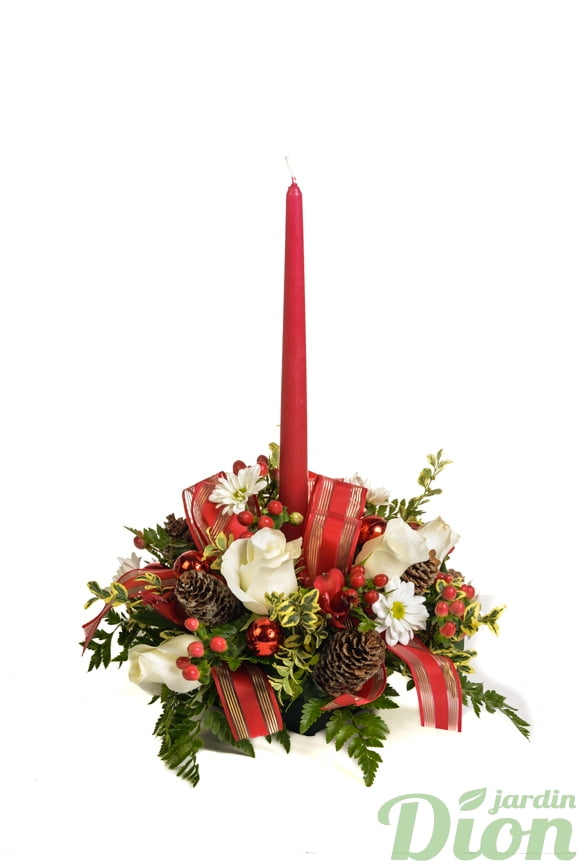 fan-0087-classique et féérique-bougie-rouge-noel-rose blanche