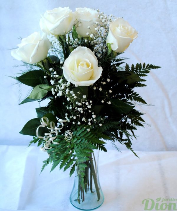 fb-0961-caprice avec vase-6 roses-couleur-bouquet-vase-st-valentin-amour