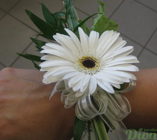FM-1010-fleur de gerbera-blanc-bracelet-mariage