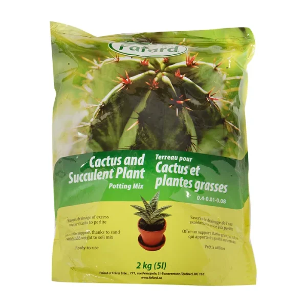 terreau cactus et plantes grasses fafard 5l